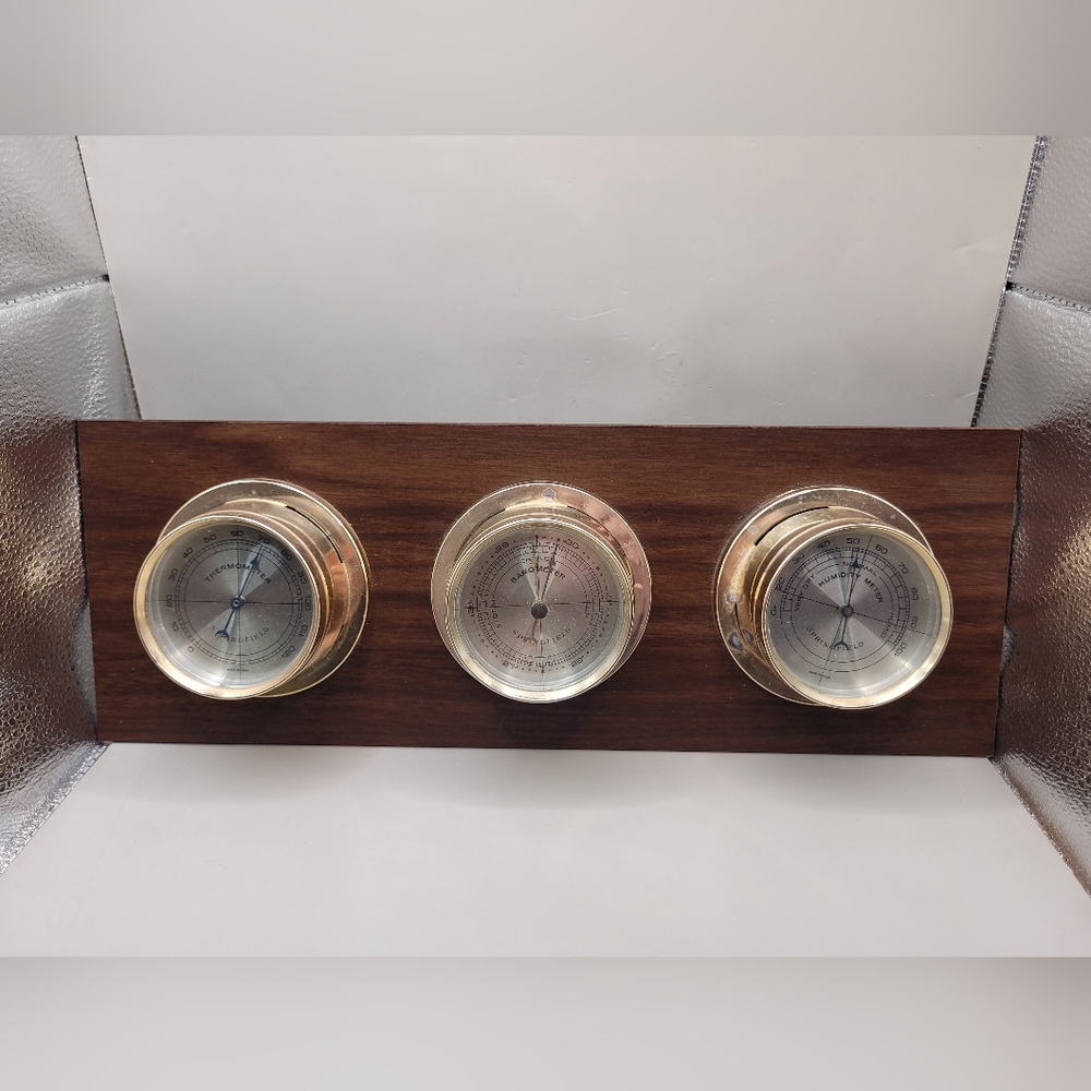 Vintage Springfield Weather Station Barometer Thermometer Hygrometer USA MCM
